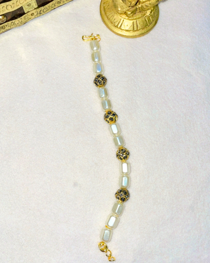 white and black beads braclet