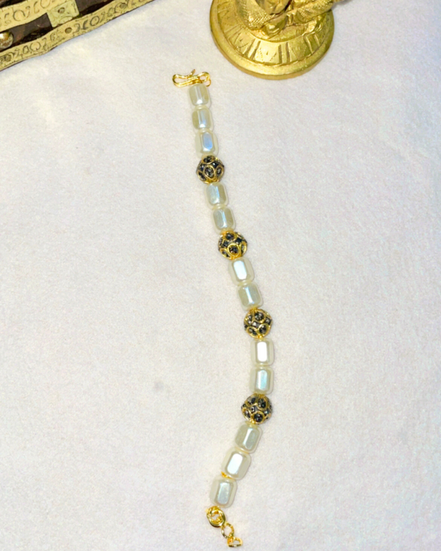 white and black beads braclet