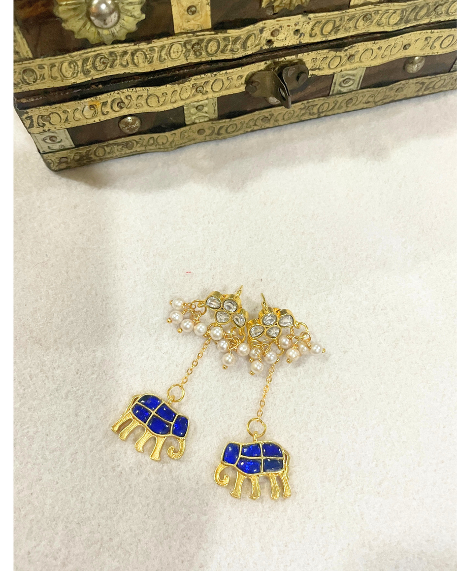 blue jadau kundan earrings