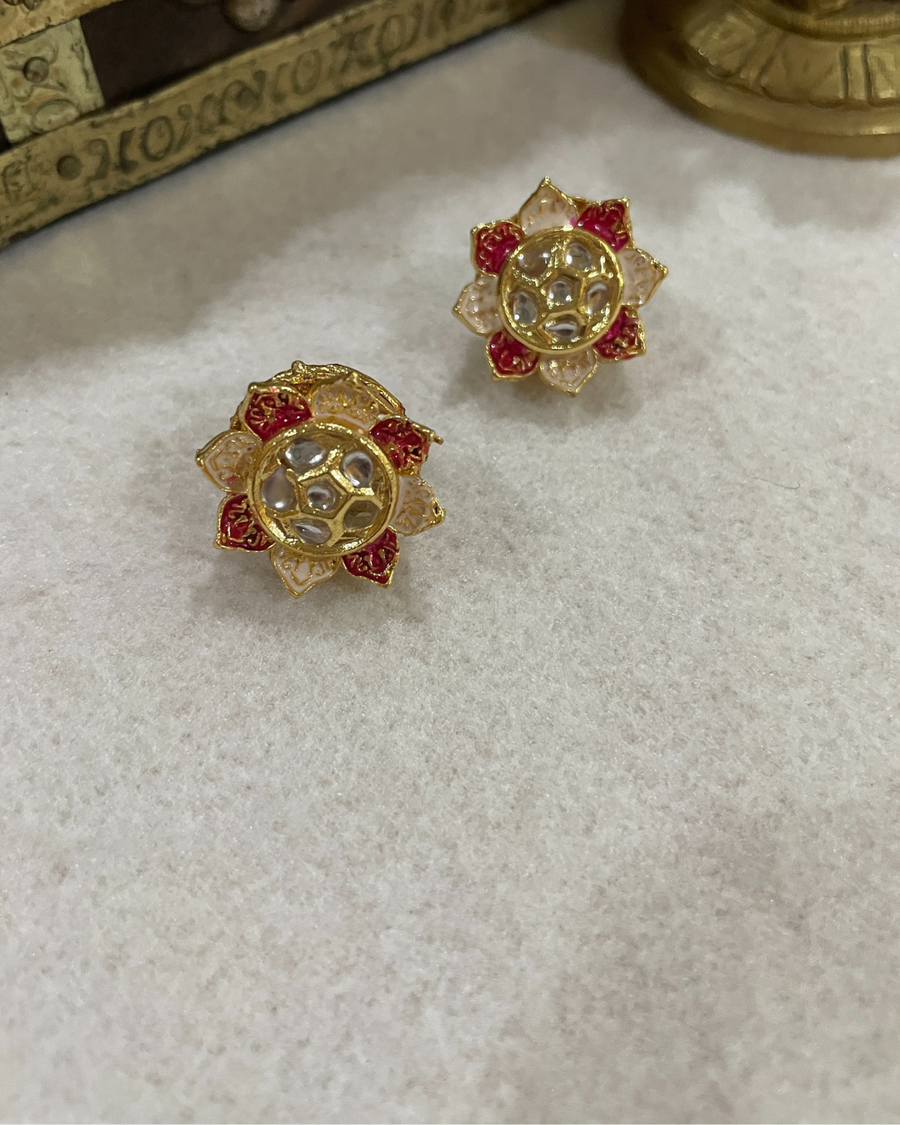 flower kundan earrings