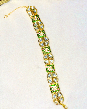 green polki kundan braclet