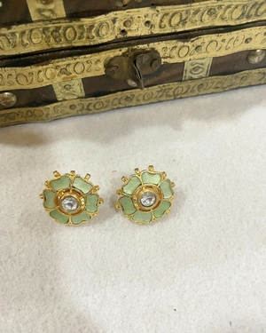 sea green jadua kundan earrings