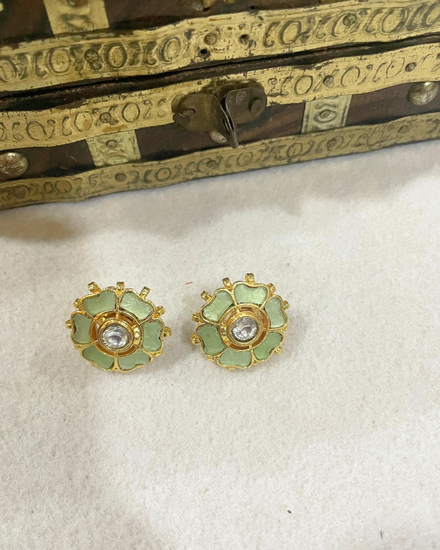 sea green jadua kundan earrings