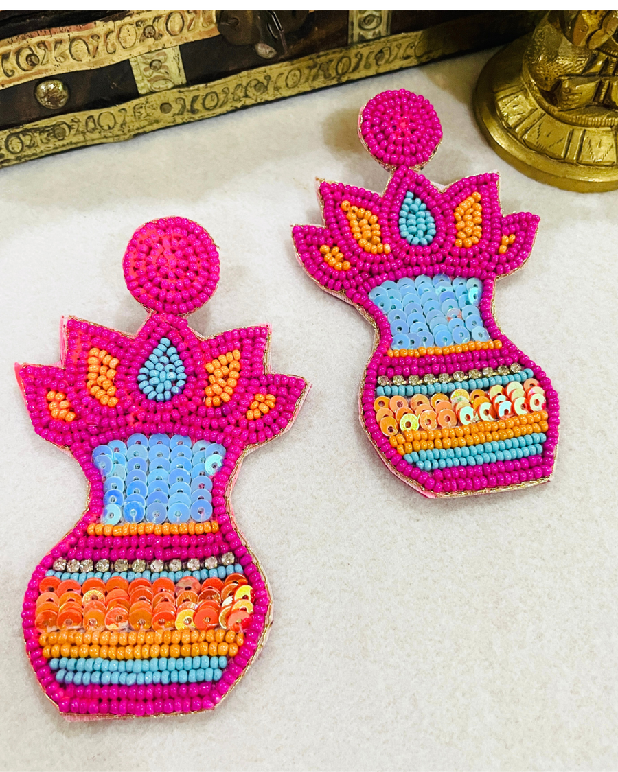 multicolour beads kalash earrings