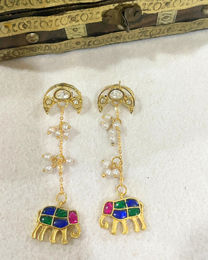 Elephent  jadau kundan earrings