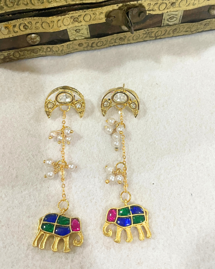 Elephent  jadau kundan earrings