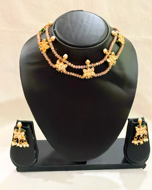 Peach kundan necklace