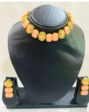 Peach polki kundan  necklace