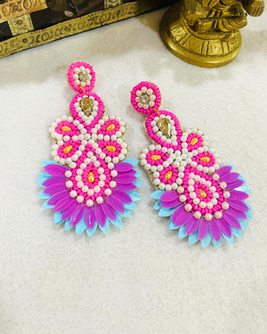 pink beads earrings