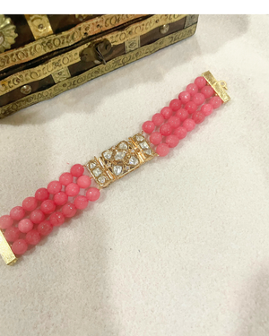 pink pearls n kundan bracelet