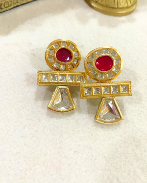 ruby kundan earrings